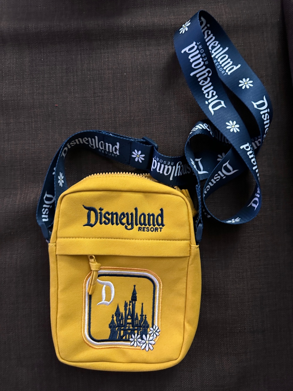 Disney Yellow Crossbody Bag with Navy Logo Strap
